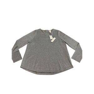 Chicos Women Sz 2 Metallic Shine Light Knit Stretch Top Blouse Large New